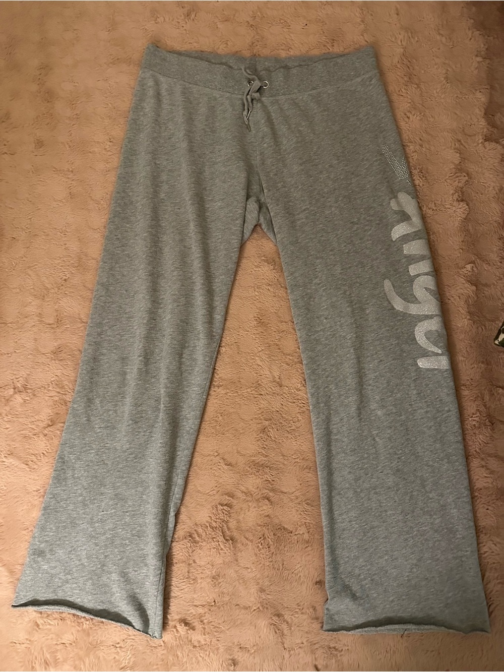 Victoria Secret Gray Lounge Sweatpants with Bling VS Angel Side Logo Size Large